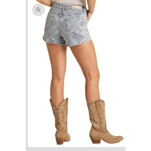 Rock &‎ Roll Denim Shorts Light Wash, Bandana Sky, Shorts 30 NWT - Picture 2 of 6